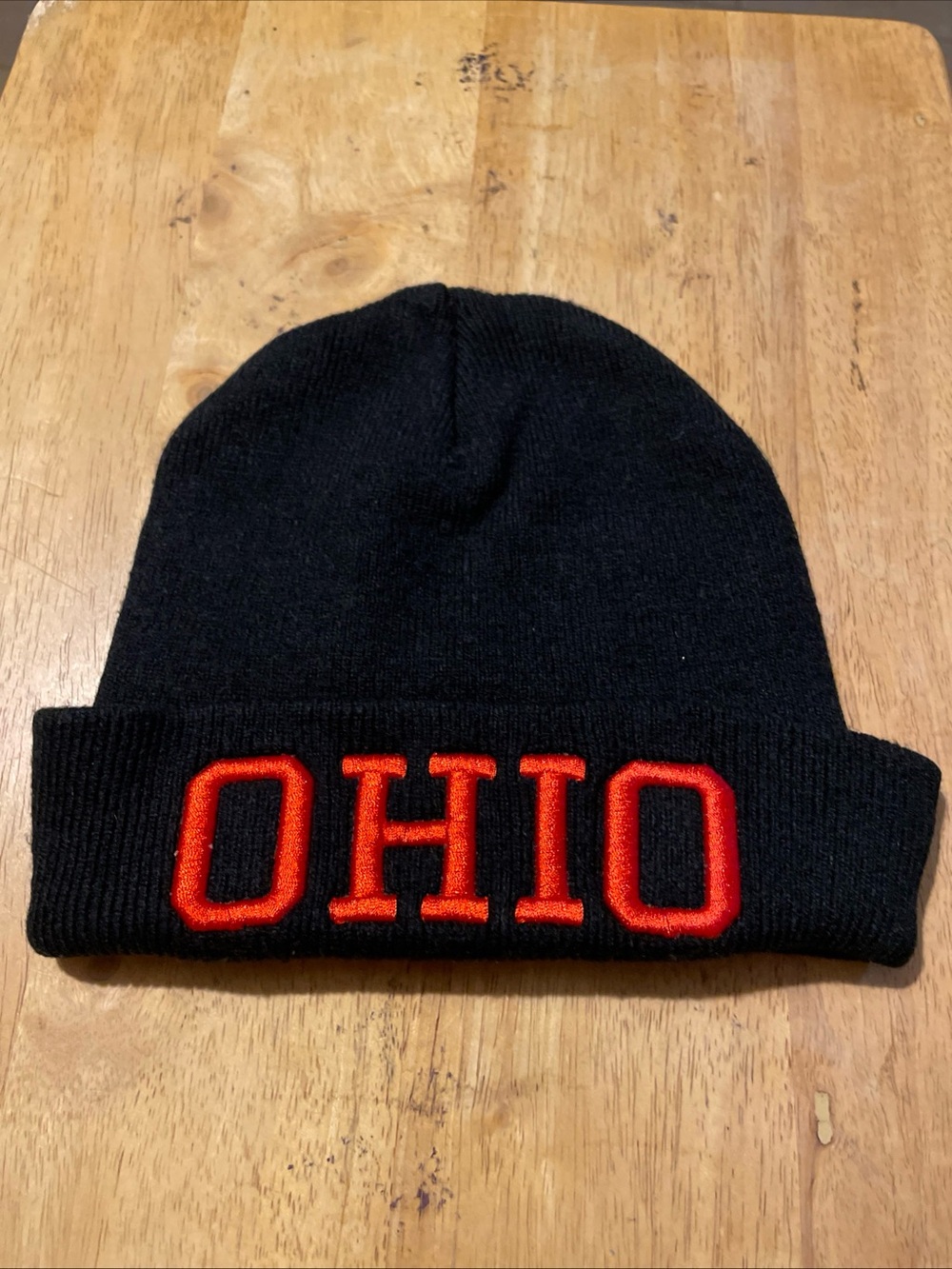 Black Beanie with Red OHIO Embroidery - Unbranded
